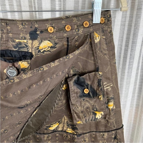 Diesel runway Asymmetrical Wrap Skirt in Brown yellow Floral w/ pocket design - Picture 4 of 5